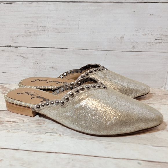 Free People Shoes - Free People NWOB Studded Newport Flats in metallic leather EU36